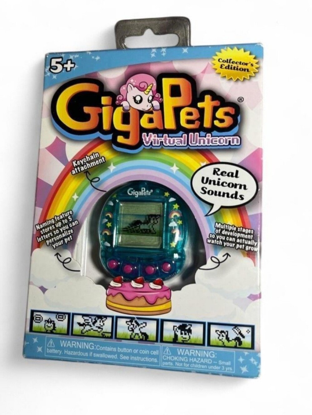 Tiger GIGA pet Virtual Unicorn Keychain Toy - Teal NEW in BOX